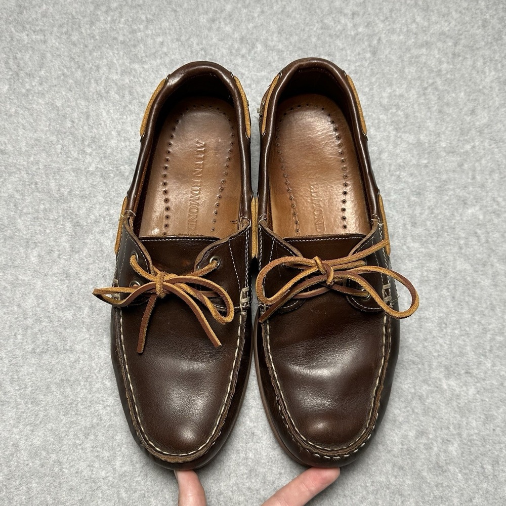 ALLEN EDMONDS MENS BOAT SHOES FORCE‎ 10 BROWN LEATHER UPPER DECK SOLE Size 11